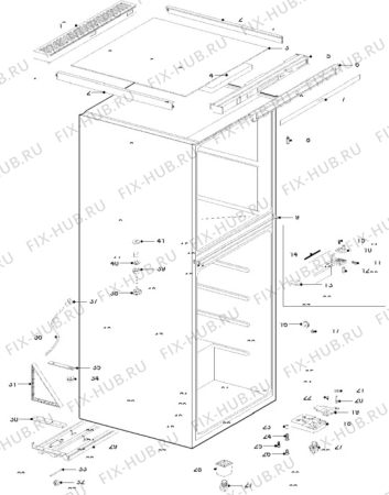 Взрыв-схема холодильника Electrolux ER2445D - Схема узла Cabinet + furniture (extra)